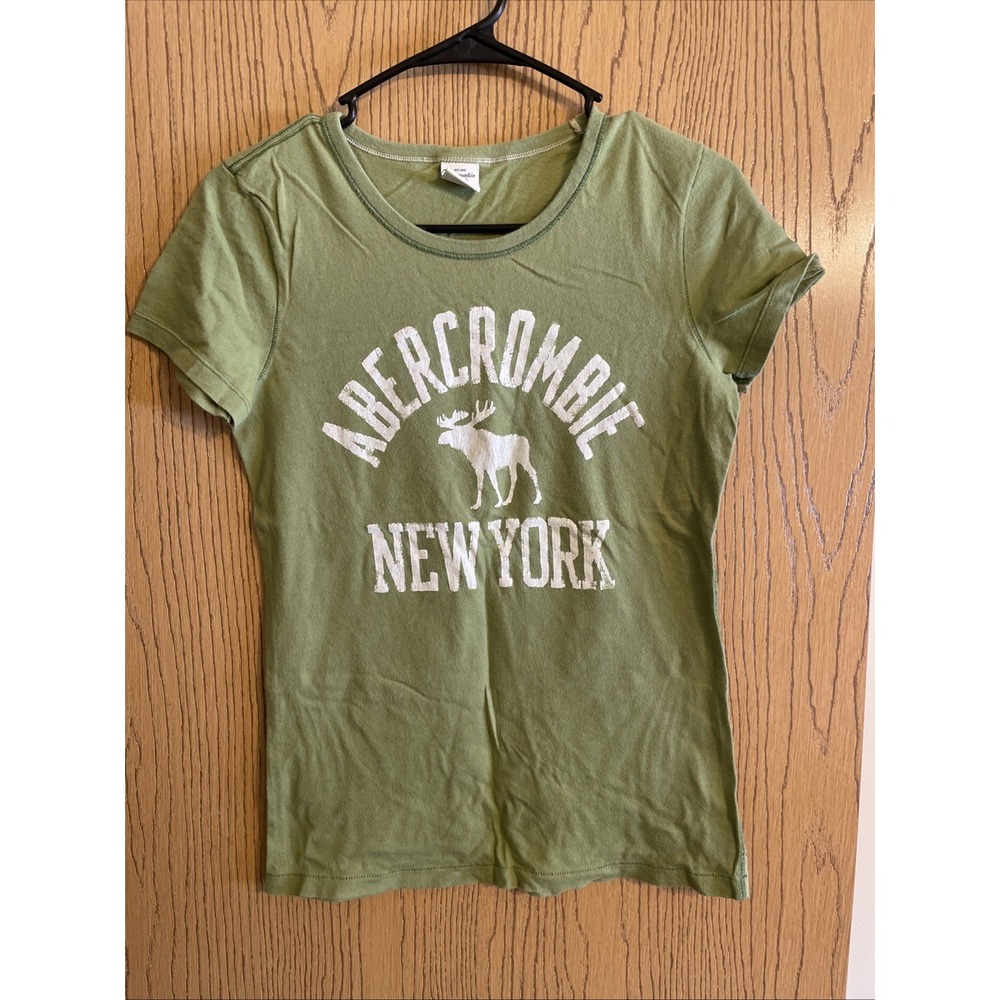 Junior's Abercrombie‎ T-Shirt New York Moose VTG Green Size Large